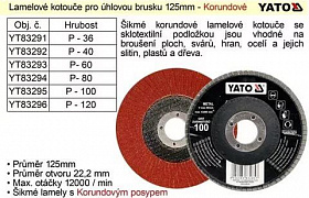 На сайте Трейдимпорт можно недорого купить Круг лепестковый 125мм P40 "Yato" Yato YT-83292(G003030. 