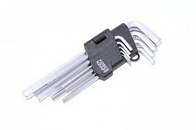 На сайте Трейдимпорт можно недорого купить Набор ключей Г-образных 6-гранных длинных CR-V, 9 предметов (1.5,2,2.5,3-6,8,10мм), на пластиковом д. 